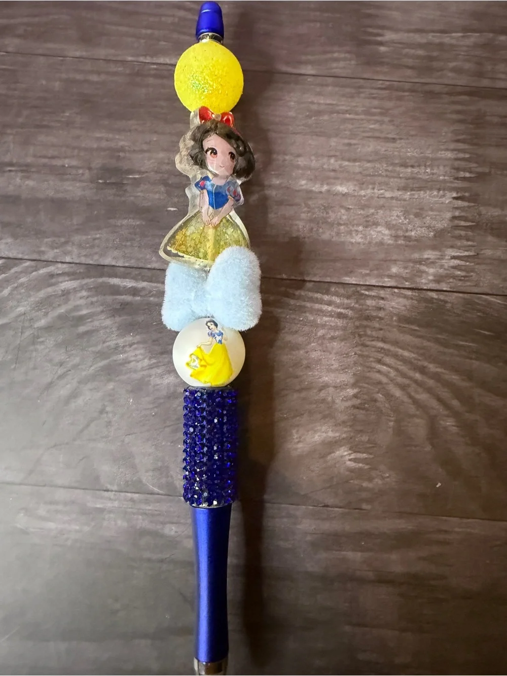 Blue Princess-Themed Pen with Yellow Accent